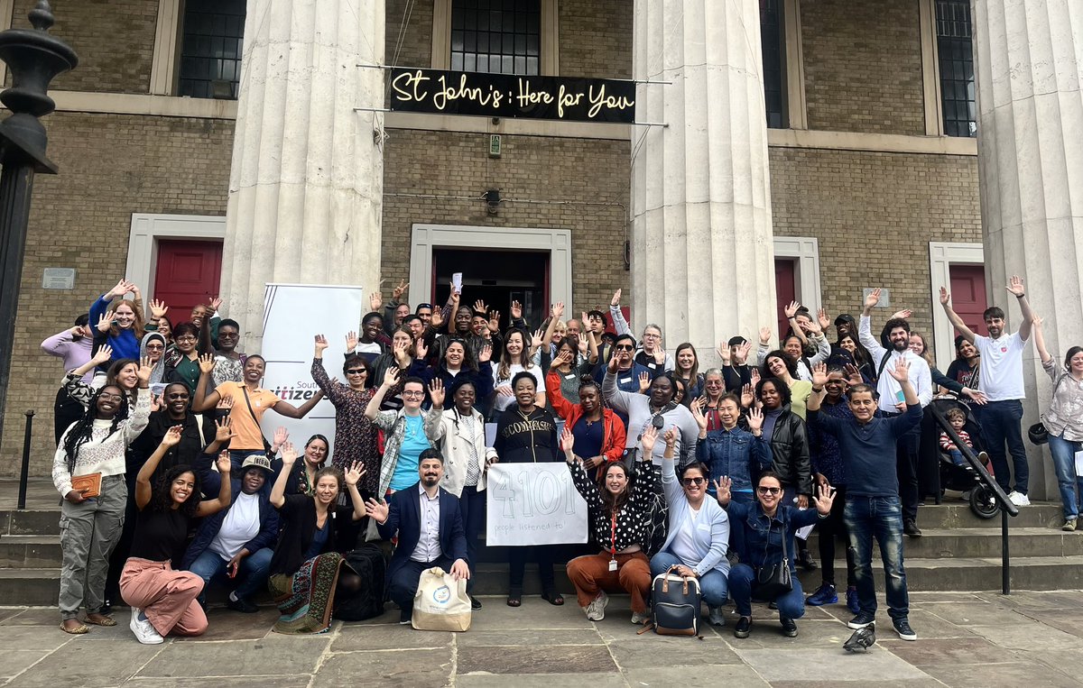 Fantastic morning at @stjohnswaterloo with 100 community leaders from across South London! Together we’re finding solutions to issues like housing, mental health provision, low pay, migration justice and more 🙌🏿🙌🏽 @SLondonCitizens