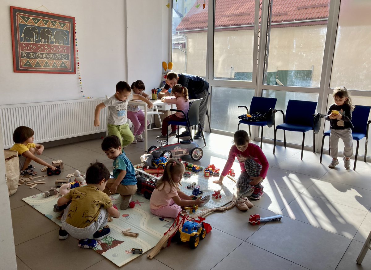 This is not a kindergarten - just a room for children in Sant’Egidio center for refugees in Ukraine 🇺🇦.  While parents get food packages, kids play.  
Children suffer from war a lot, so we try to give them happy moments