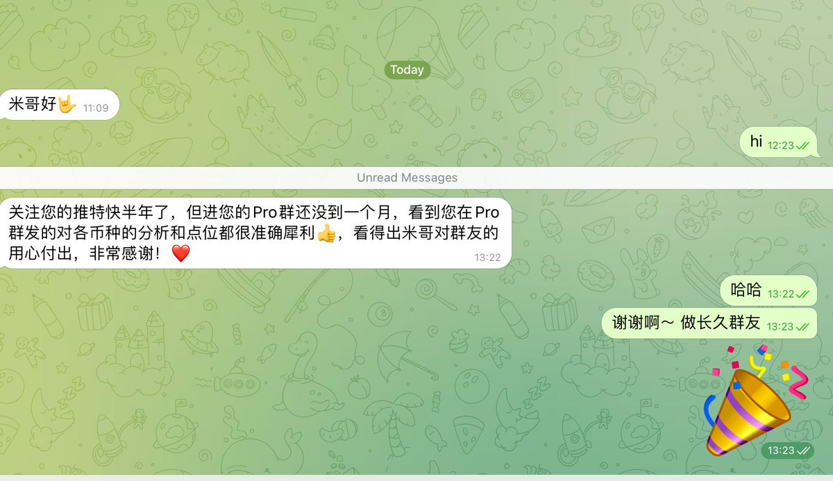 tradermige's tweet photo. ❤️我的优势:交易经验足,看盘逻辑性强,对群友认真负责,人长的帅,谦虚不装逼,技术好,有钱,JB也不小。
🙏谢谢大家对我的支持,我会越做越好。今年我们群已经6年了,行情分析一天也没有断过。
#btc #eth #arb #ldo #op #ssv #doge #trb #pepe #tip #mlgb #bnb #bgb
🔗社群🌲:https://t.co/SxdKQ5fpVR
🥇交易所🚀:https://t.co/BXYXbdDsA5
