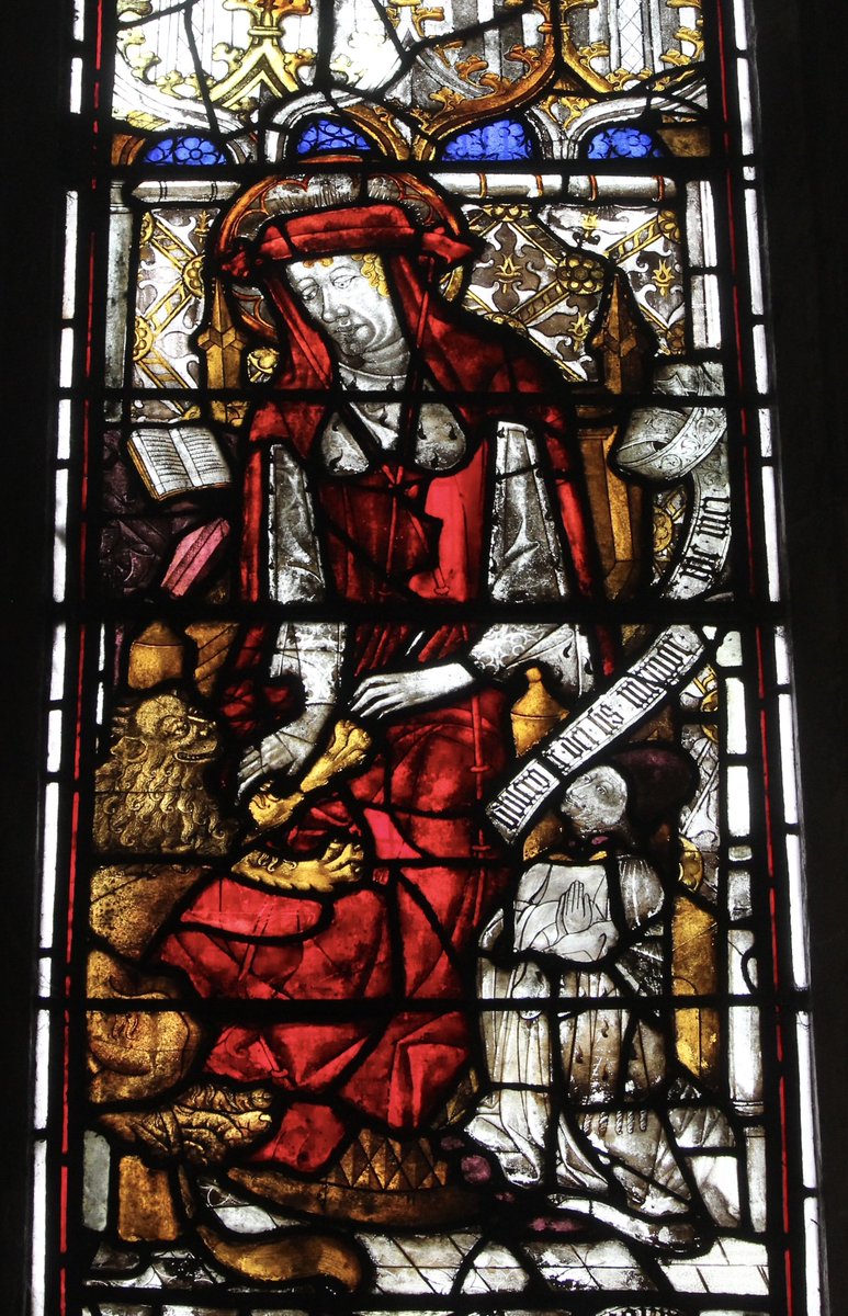 #StainedGlassEveryday

St Jerome in #StainedGlass at St Mary’s, #Shrewsbury, for his feast today. The red here is so vibrant, and I like the little manuscript on the left!