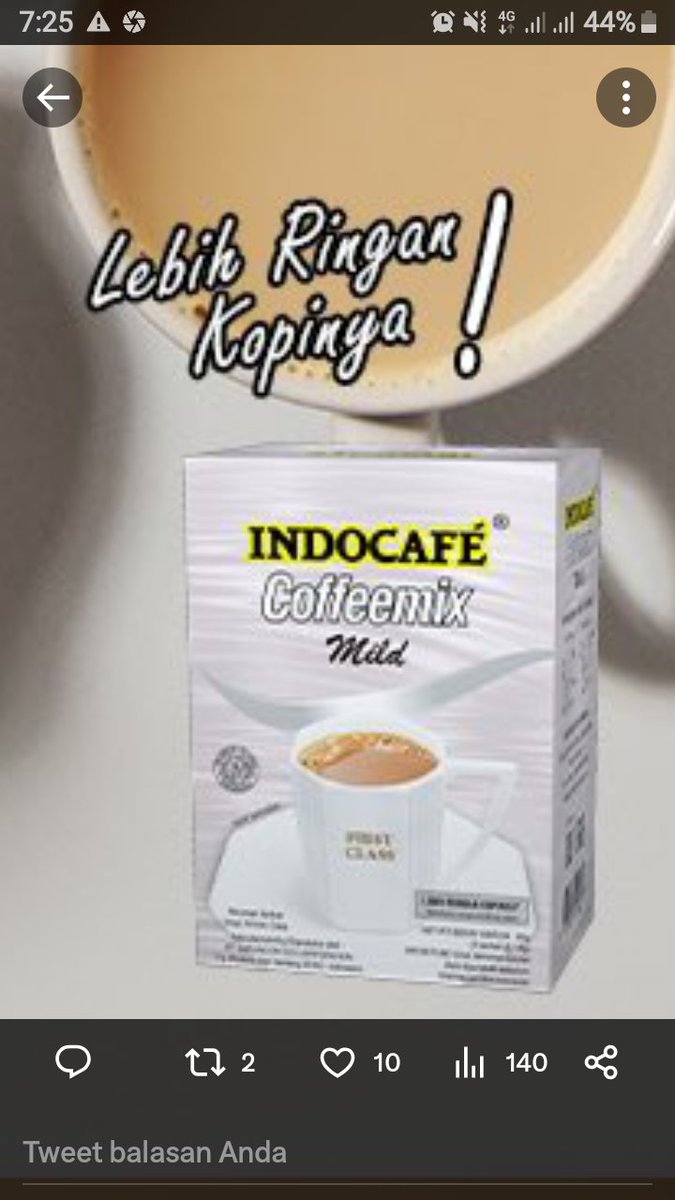 44Oktiva's tweet photo. @Indocafe_ID Jawab : indocafe coffeemix mild ;
Let's go ikutan kawan kak @n1arwinner @andi_achilles sama @wineediar_ ;
Serta jangan lupa follow medsos nya @Indocafe_ID
☕☕🙏🙏
#TriviAsli #Indocafe https://t.co/AmANW3RM9Z