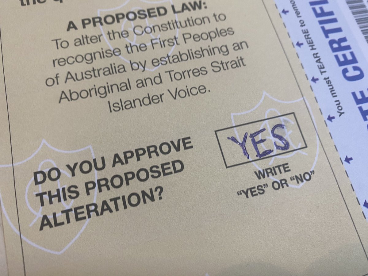 AdrianoDiPrato's tweet photo. + My 89 yr old mother, who has lost the full functional control of her right arm and hand, post a serious stroke in May, insisted she try to write #Yes on her postal vote.
My mother migrated from Austria 🇦🇹, and is proud to also be an Australian. She loves Eddie Betts and @CarltonFC, and when I asked how she wants to vote - she said it must be Yes, and that we should embrace Indigenous people, their history, and their culture as a gift.
I always do whatever my mother says, so I’ll be voting #Yes23 too: https://t.co/6d7vJ7hNm7