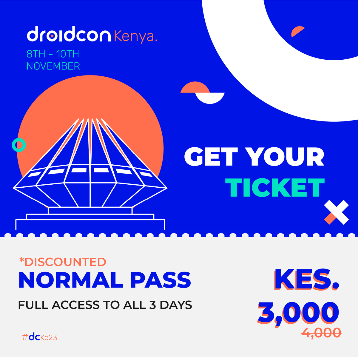 droidconke's tweet photo. Last day to get your #dcke23 ticket at onlyKsh 3000. Don't miss out on the best event experience yet 🚀💫. 

Get your 🎟️: https://t.co/Fl0jvUs7js

#droidcon #AndroidDev #Flutter #Kotlin https://t.co/ypwZk0lpyZ