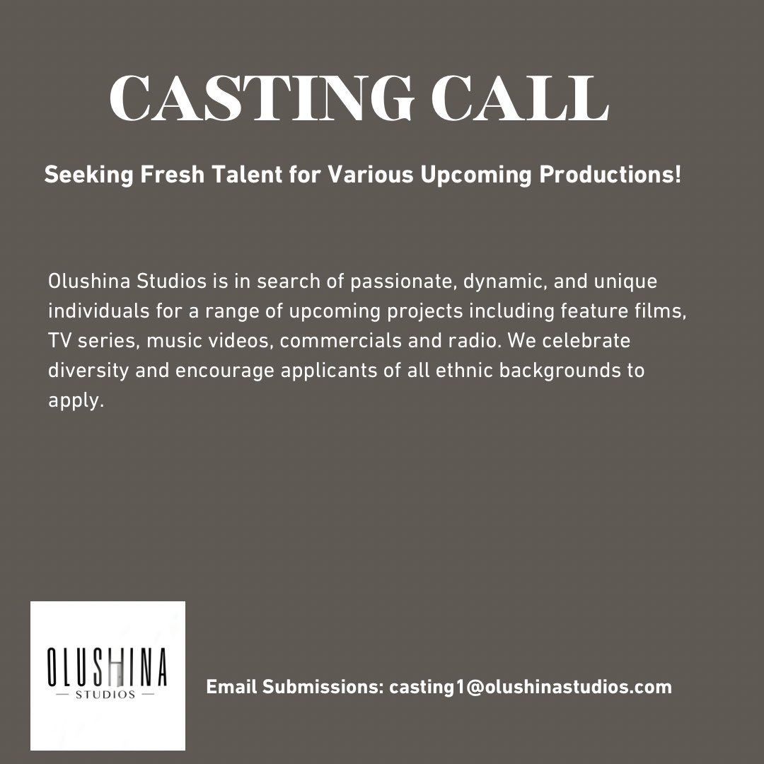 jonolushina's tweet photo. Open casting call for a range of upcoming projects including feature films, TV series, music videos, commercials, and radio. Whether you're an actor, dancer, singer, voice-over artist, or possess any other unique talent, we want YOU! Please share with who may be interested.. https://t.co/c7SdgSqeU0