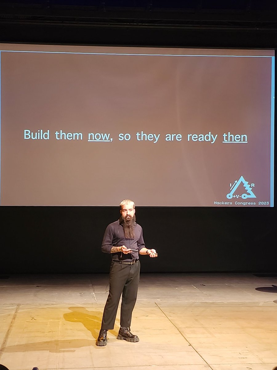 "Build them now, so they are ready then."
Powerful call to action by <a href="/odysseas_eth/">Odysseus | phylax.systems</a> in his talk about breed of software that rapidly expands in the field of p2p and blockchain. #HCPP23 #resistance #sovereignity <a href="/phylaxsystems/">Phylax Systems</a>