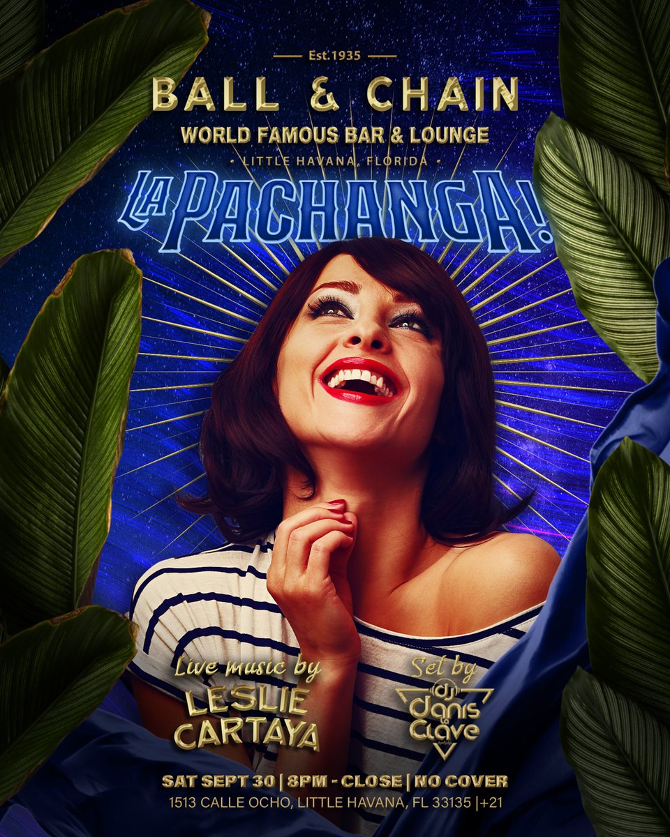 BallAndChainBar's tweet image. TODAY: #LiveSalsa noon to 6 p.m., #LiveJazz 6 to 9, then #LaPachanga with @DJDanisLaClave + #LiveMusic by @LeslieCartaya, 8

TOMORROW: #SalseroSunday with @DJJorgeCharun at 8 and a FREE #SalsaLesson, 9

#supportlocal ballandchainmiami.com
🍍💚