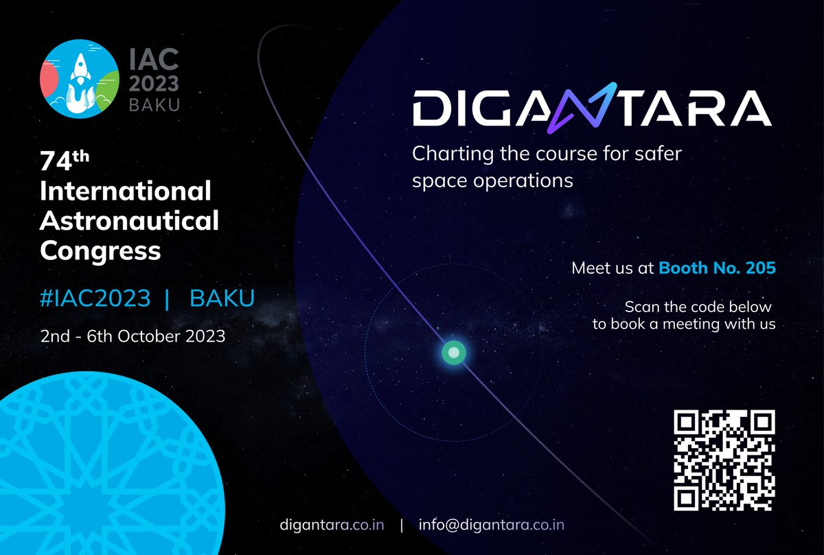 We are excited to be part of the Indian Delegation to the 74th International Astronautical Congress in Baku, Azerbaijan. Swing by our booth to learn more about how Digantara is building the critical infrastructure necessary for sustainable space operations. #IAC2023