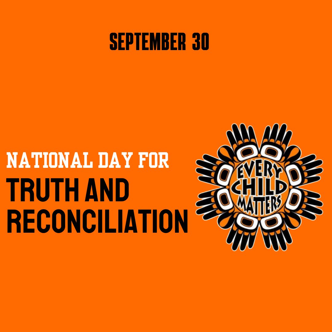National Day for Truth &amp; Reconciliation as well as Orange Shirt Day. 

The day honours the lost children and Survivors of residential schools, their families and communities.

Let today be a reminder that we must continue learning, and we must continue listening. Msit No’kmaq.