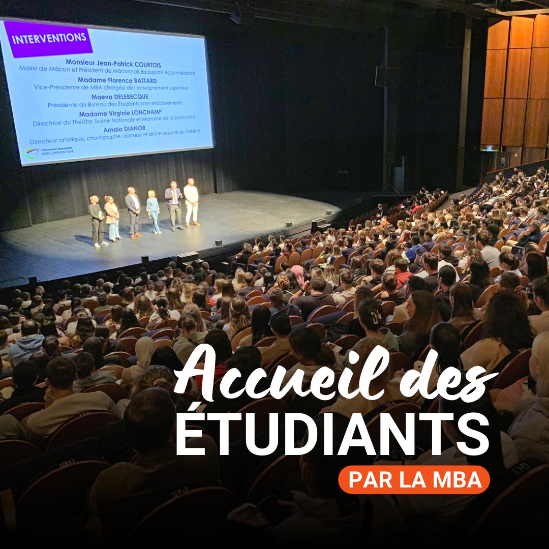 🤝 Une journée exceptionnelle d'accueil pour nos nouveaux étudiants s'est déroulée au Théâtre de Mâcon grâce au <a href="/MB_Agglo/">Mâconnais-Beaujolais Agglomération</a> !

💼📚 Une immersion totale dans notre communauté, mêlant culture, sport et divertissement.

#AccueilÉtudiants #Communauté