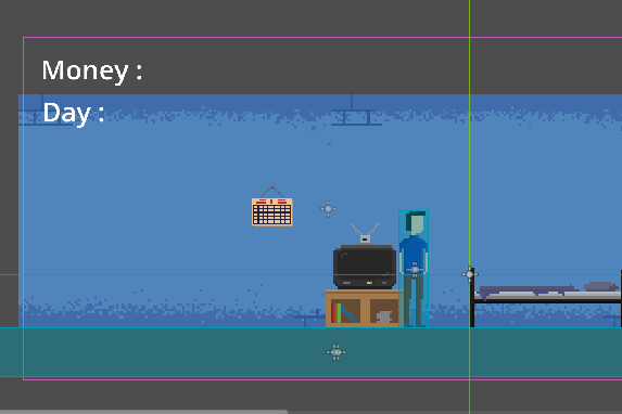 ErdesGameDev's tweet photo. Day 15 of Prenup Struggles progress - make UI text for day and money display in the game, tried to re-code the mechanics but doesn't work yet #Godot #Godot4 #gamedevelopment #gamedeveloper #gamedev #gamedevs #GodotEngine https://t.co/f8mYuW1tSn