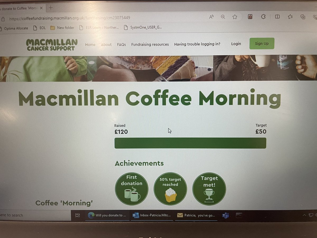 A huge thank you to patients, relatives and friends old and new, who attended the MacMillan Coffee Morning at Tudor Court. 
Another huge thank you to staff at Tutor Court for their generous cake donations (both baked and faked 😀)
We raised £120!!