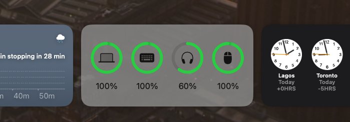 Oluwarufus's tweet image. This battery status widget is my favourite.

#macOS14 #sonoma