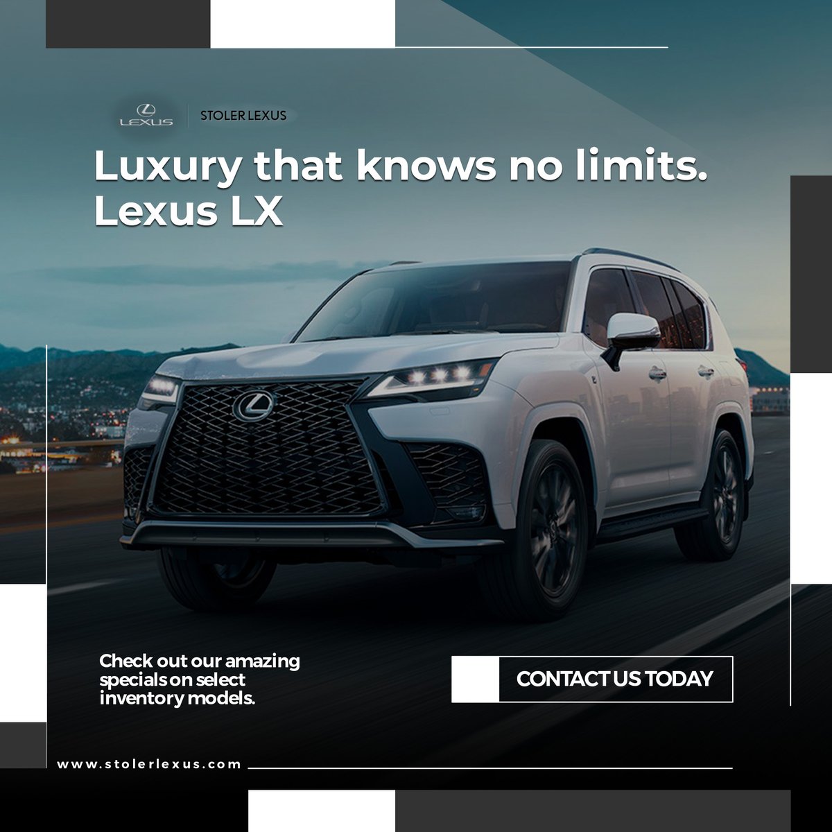 LexusStoler's tweet photo. Luxury that knows no limits. #LexusLX
.
.
.
#stolerlexus #lexus #usedcars #experienceamazing https://t.co/YSCC4l98Ne
