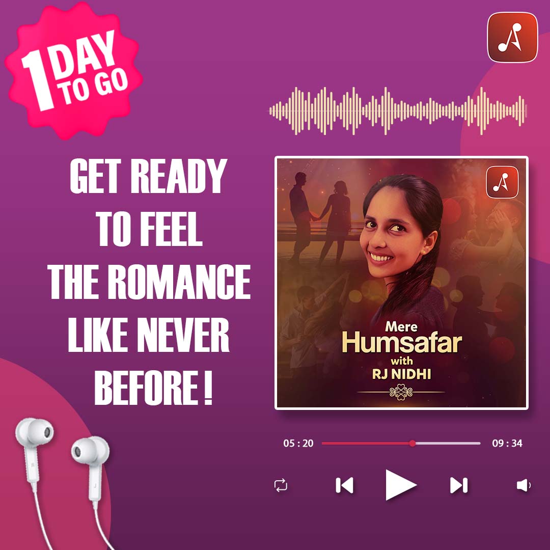 Get ready to get on an enchanting journey of love and companionship as we bring you 'Mere Humsafar with RJ Nidhi' in just 1 day!🎙️

#merehumsafar #podcast #romanticstories #countdownbegins #lovestories #romanceintheair #podcastpremiere #loveandromance #love #audiopitara