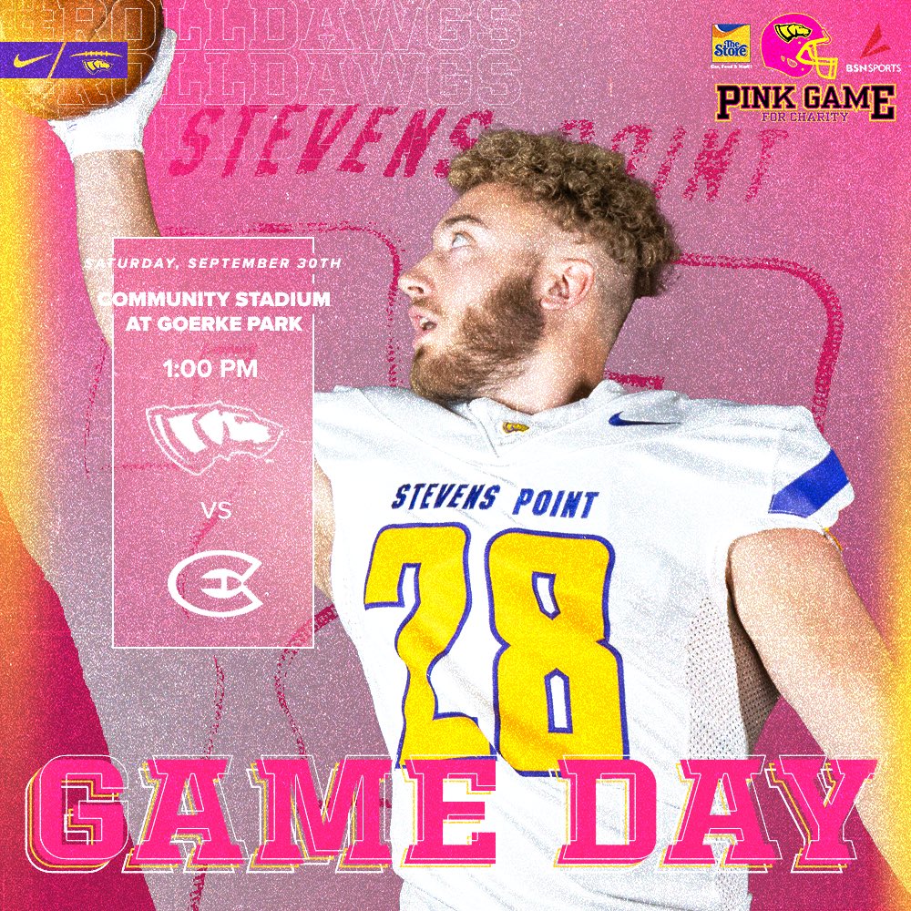 Pink Game with <a href="/SchierlTire/">Schierl Tire & Service</a>! 

📍: Goerke Field
📺: @uwspathletics 
⏰: 1 PM

#RollDawgs🦴