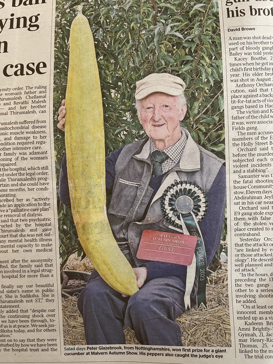 It’s great to see that The Times is giving coverage to the ‘largest vegetable’ competitions that are so popular at this time of year.