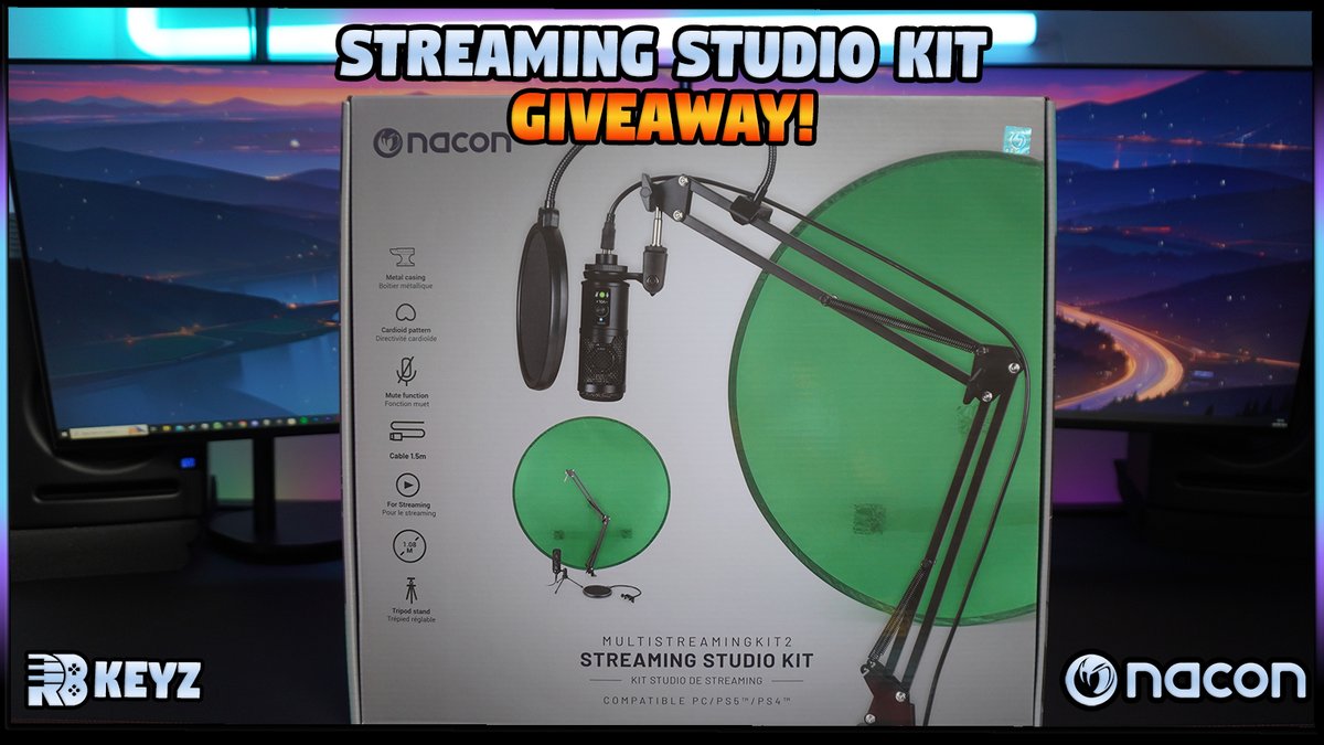 RBKeyz's tweet photo. 🚨Giveaway🚨
(UK Only) 

I've been hooked up with the Nacon Streaming Studio Kit 2 & I'd like to give it away to one of you! 🫡

It's great for streamers and podcasters, allowing you to setup your streaming station however you want!

Do The Following To Enter:

➡️ Enter Giveaway Via Gleam - https://t.co/8rIQkweczB

👋🏿Follow @RBKeyz 
➡️Follow @Nacon 
🔁Like & Retweet This Post!

Giveaway Ends 07/10/2023 at 4pm BST!

Big thanks to @Virtual_Comms & @Nacon 
https://t.co/9jZramy7XV