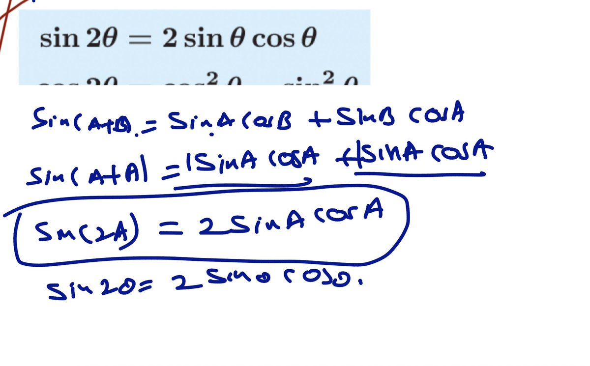 YaralaKondal's tweet image. Double Angles 
IB Math AA HL Math Trigonometry.  
explanation of trigonometry in IB Math AA HL:
&quot;📐 IB Math AA HL Trigonometry 🔍: Trig helps us understand angles and triangles. Sine, Cosine, and Tangent are our go-to friends for solving trig problems. 📚🔢 #IBMath #Trigonometry