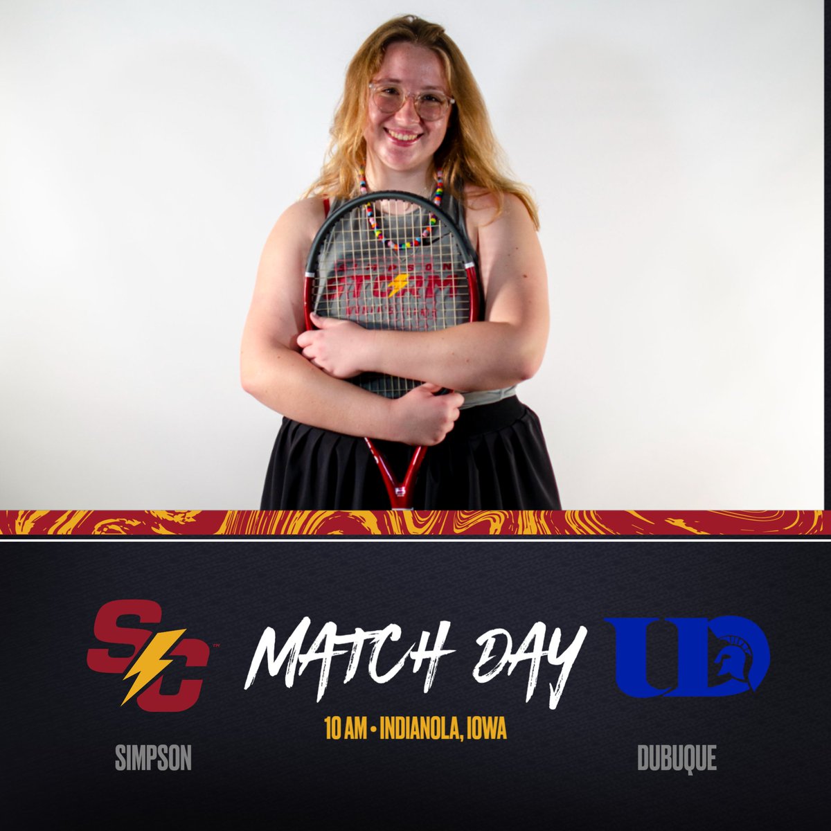 simpson_tennis's tweet photo. Conference season rolls on with a morning tilt against Dubuque!

🆚 Dubuque
🕘 10 a.m.
📍 Indianola, Iowa
🏟 Buxton Tennis Complex

#rollriversWTN https://t.co/CFyjMKYA76