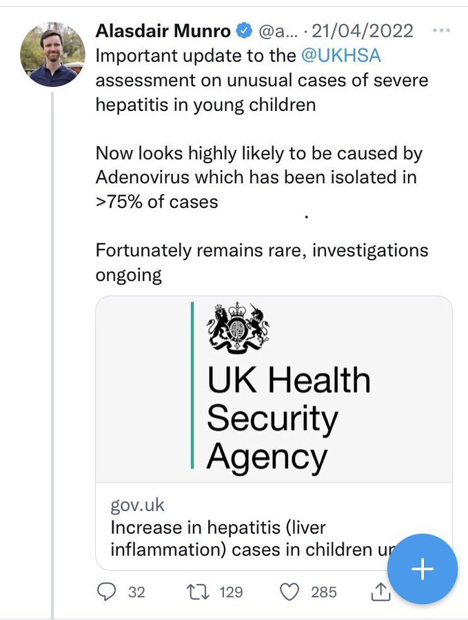 fitterhappierAJ's tweet photo. Looks like SARS Cov 2 was the cause of the hepatitis in Kids 
https://t.co/dVc8J6dzw3 https://t.co/dfB7Md5PAF