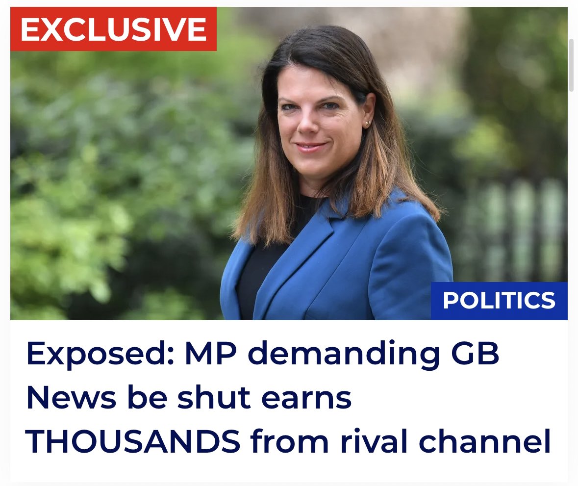 EssexPR's tweet photo. WELL WELL WELL !!! 👀
No wonder she called for 
GB News to be taken off air !!! 

Tory MP @carolinenokes
was paid £300 per HOUR as a regular panellist on Talk TVs  late-night newspaper review show, First Edition.

Via - https://t.co/xF4ydIzycI https://t.co/gwqGtrmHYg