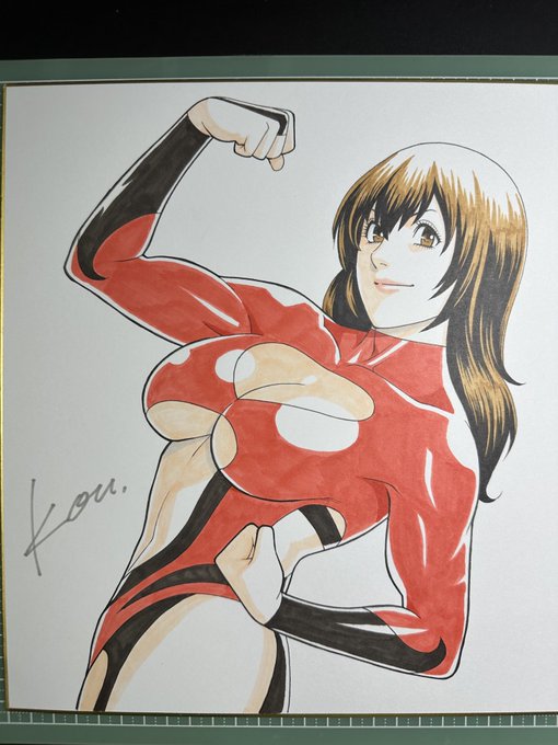 9月分のセミオーダー色紙
拙作「弁天橋南商店街女子プロレス」より主人公、風見紅音。
この漫画は長与千種さんとデビル雅美さんの関係をベース、モデルにしました。
プロレス愛とリスペクト、オマージュを込めた漫画です。 