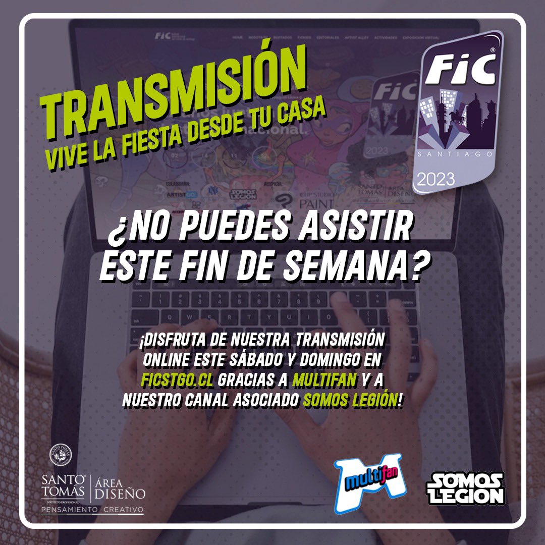 FIC Santiago (@ficsantiago) on Twitter photo TRANSMISIÓN 📺 ¿No quieres perderte la Fiesta de las Viñetas? Conéctate este fin de semana a ficstgo.cl y sigue la transmisión en vivo, gracias a nuestros amigos de <a href="/multifanchile/">Multifan 🇨🇱</a>. También puedes verla en en nuestro canal asociado Somos Legión (<a href="/VHSgeneracion/">#SomosLegion</a>). TRANSMISIÓN 📺 ¿No quieres perderte la Fiesta de las Viñetas? Conéctate este fin de semana a ficstgo.cl y sigue la transmisión en vivo, gracias a nuestros amigos de <a href="/multifanchile/">Multifan 🇨🇱</a>. También puedes verla en en nuestro canal asociado Somos Legión (<a href="/VHSgeneracion/">#SomosLegion</a>).