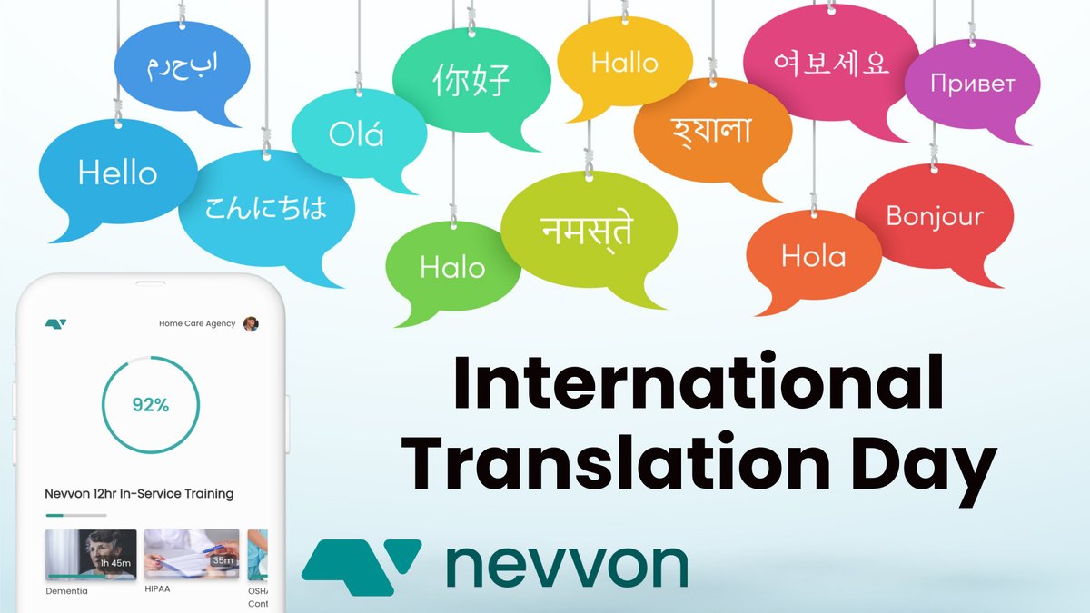 NevvonInc's tweet photo. 🌍On International Translation Day, we celebrate language diversity. Our e-training, available in multiple languages, empowers caregivers to provide exceptional care. #TranslationDay #LanguageEmpowerment #Nevvon #E-learning #Healthcare https://t.co/z8xBSuMkqb