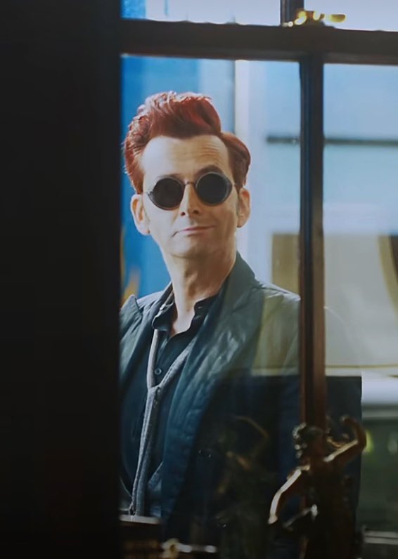 justajvmes's tweet photo. do you guys ever think of the last time we see crowley smile? 

i do! https://t.co/6j1FUqhYLx