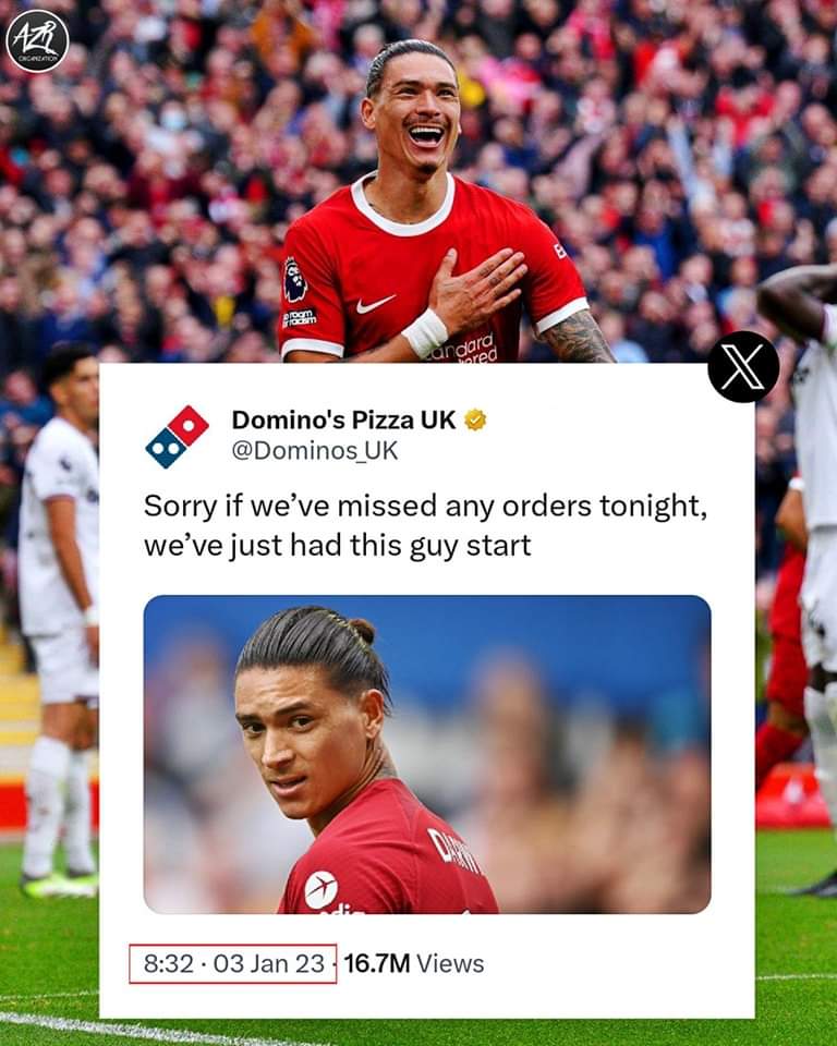 ProbbingMally's tweet photo. @Dominos_UK   only one thing overpriced,  over rated  and over hyped!!   And it ain't Nunez!!  
#Naffpizzas https://t.co/W09SNajtwS