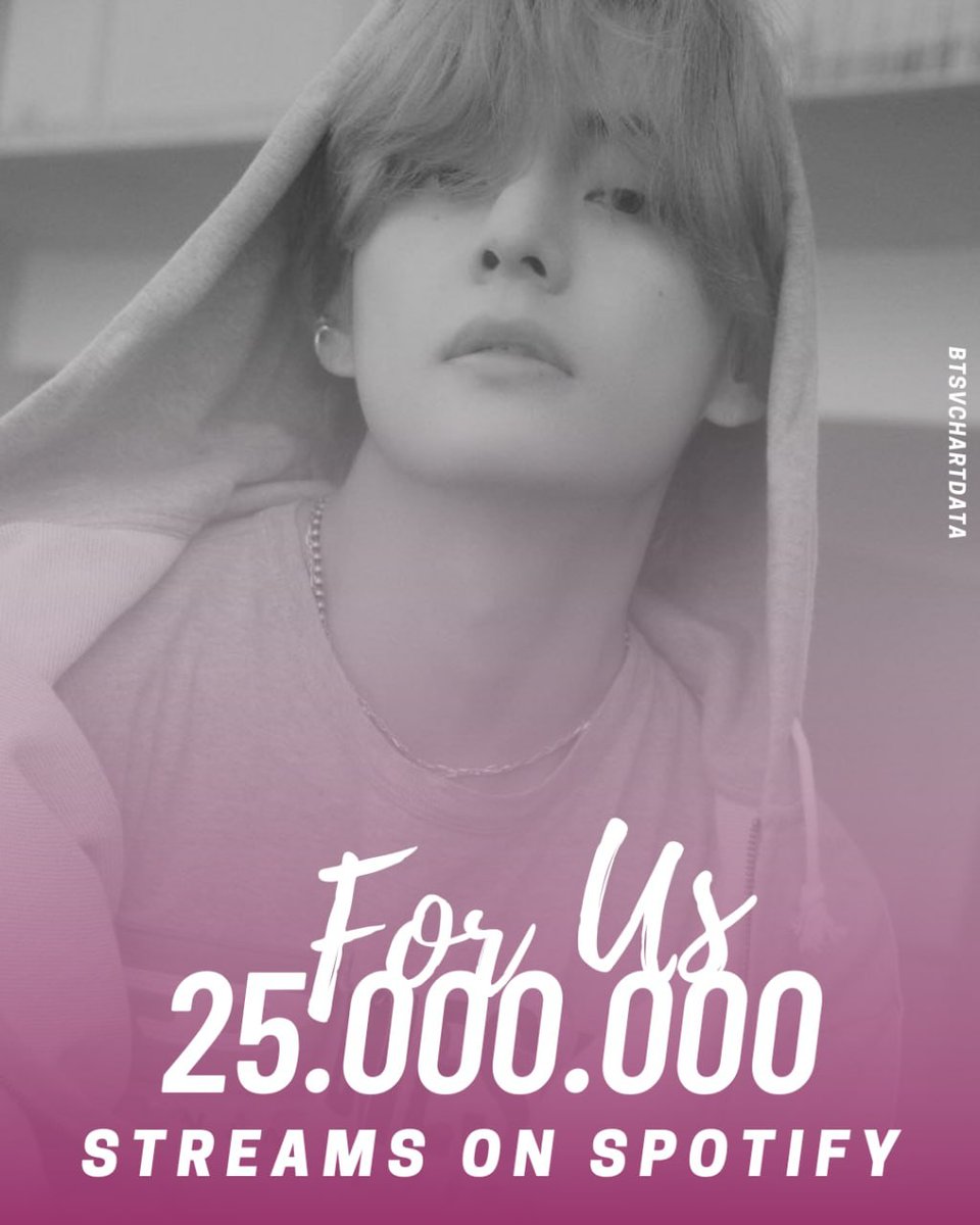 BTSVChartData's tweet photo. For Us by V has surpassed 25,000,000 streams on Spotify! https://t.co/3jV6zRROfU