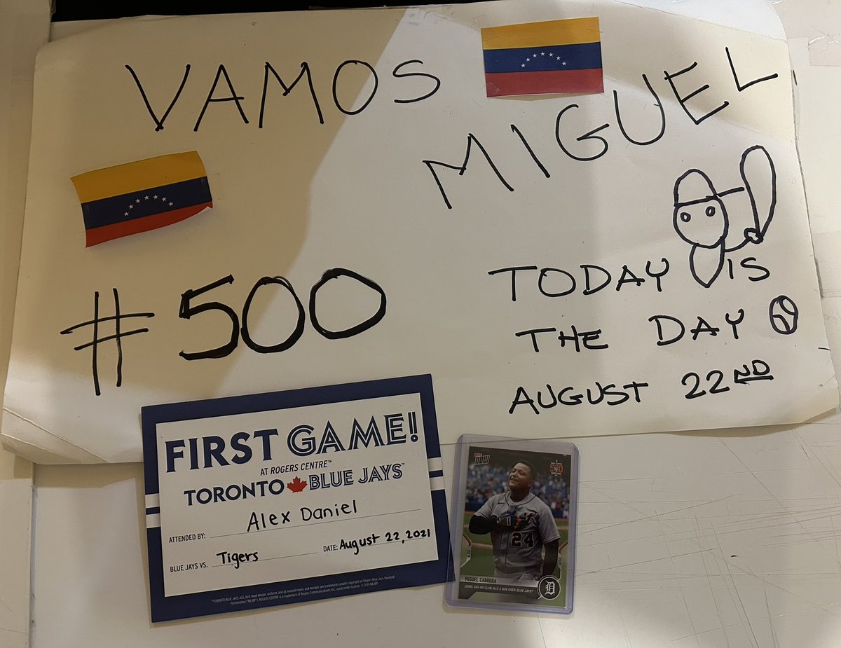 jcialex's tweet photo. @tigers My son’s first game was in Toronto when @MiguelCabrera hit the 500Hr, this time we all are going to Detroit to witness his last game.
El primer juego que fue mi hijo fue cuando bateo el HR 500 en Toronto, esta vez toda la familia va a Detroit para ver mañana su último juego!! https://t.co/7D7dsmIVhD
