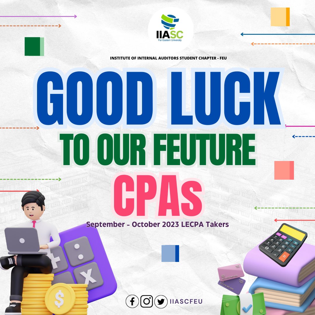 iiascfeu's tweet photo. The IIASC extend its good luck to our brave Tamaraws  who will be taking CPALE on September 30, 2023 - October 2, 2023.

"A calm confident and composed mind always does wonders in the exam hall. Be confident, be calm. No matter what happens we will be proud of you." https://t.co/1YhE1iBFfz