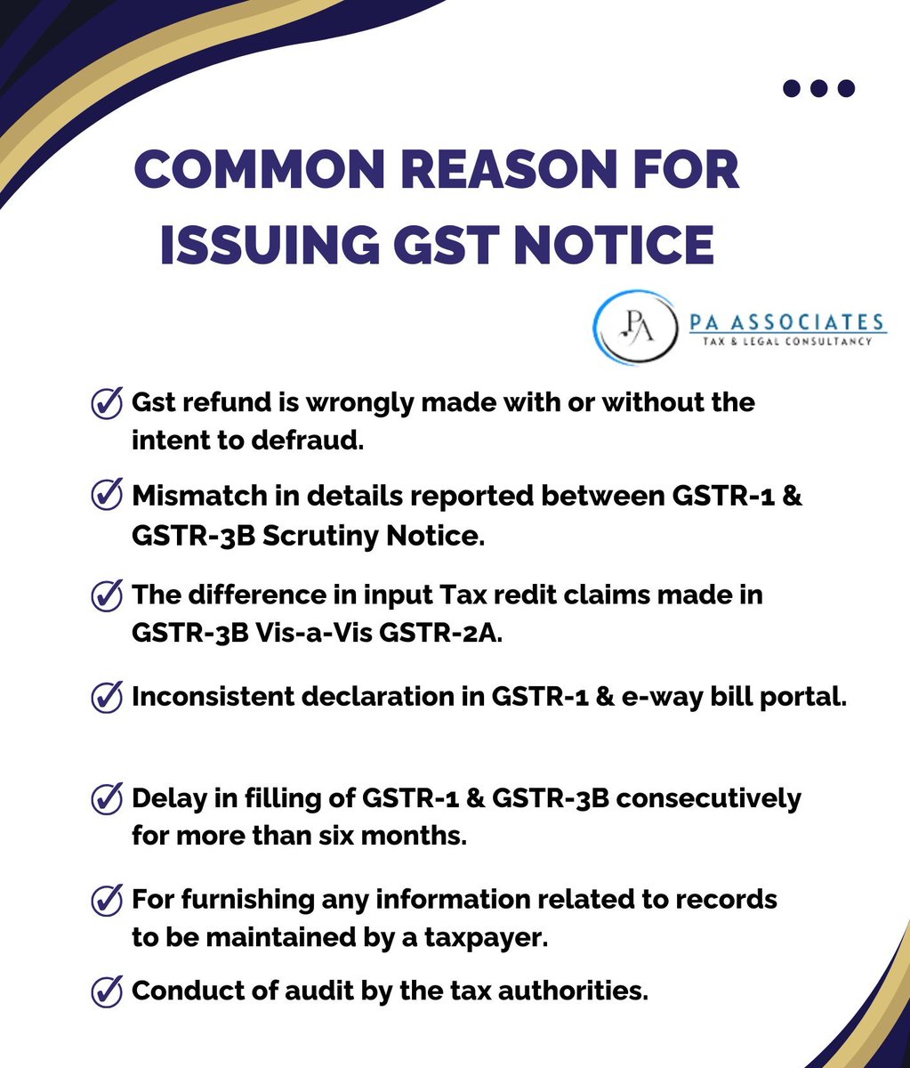 ONadiu19457's tweet image. Common Reason for issuing Gst notice #gst #gstnotification #gstnotice #notice #issuing #commonreason #gstupdates