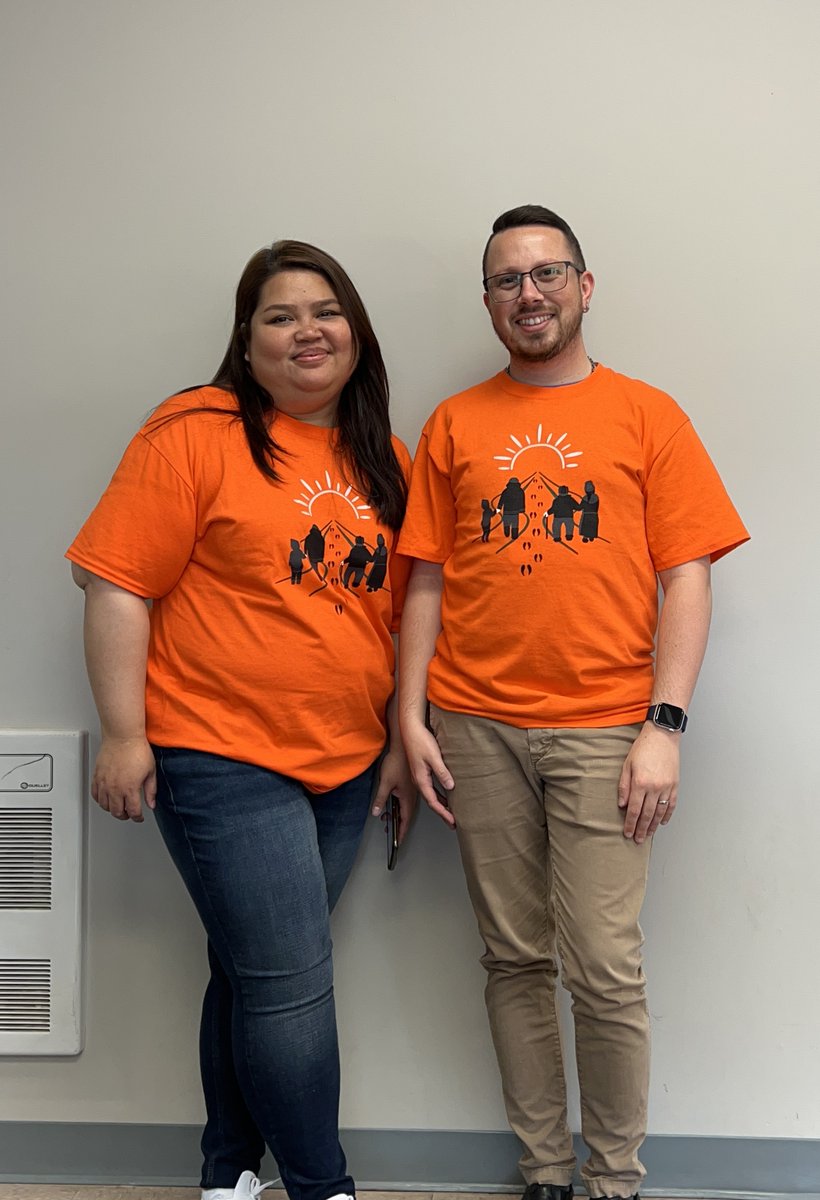 AirBorealis's tweet photo. Join us on September 30th as Air Borealis staff wear orange shirts to honour Canada's National Day for Truth and Reconciliation. Our shirts were designed by Jessica Winter, from Makkovik, embracing knowledge and tradition. We stand in solidarity with our partners and with indigenous communities across Canada.