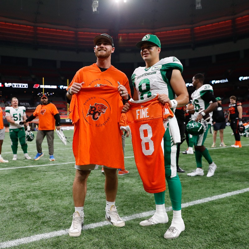 CFL's tweet photo. “This game is more than just what happens on the field.”

Ahead of National Day for Truth and Reconciliation, @cfllandry spoke to QBs Dane Evans and Mason Fine before the two met last night ⬇️

#CFL