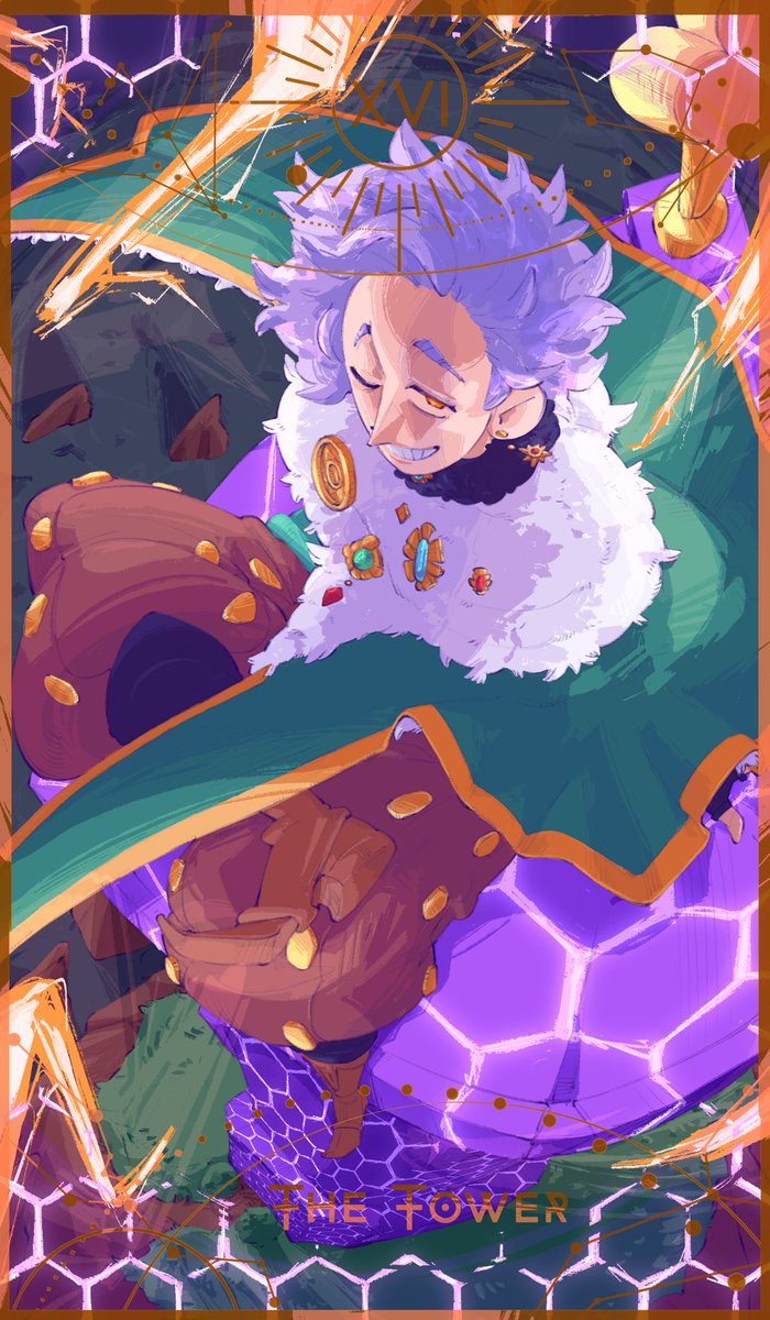 HI HELLO EVERYONE :3 Here’s my card, The Tower, for this years Tarot Clover 2023 ‼️ It was so much fun!!! :3c [ #TarotClover2023 #BlackClover #JesterGalandros ]