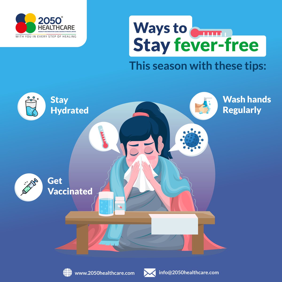 Unlock the secrets to a fever-free season with these essential tips! Your guide to a healthier, happier you. 🌿💙

#StayFeverFree #2050Healthcare #WithYouInEveryStepOfHealing