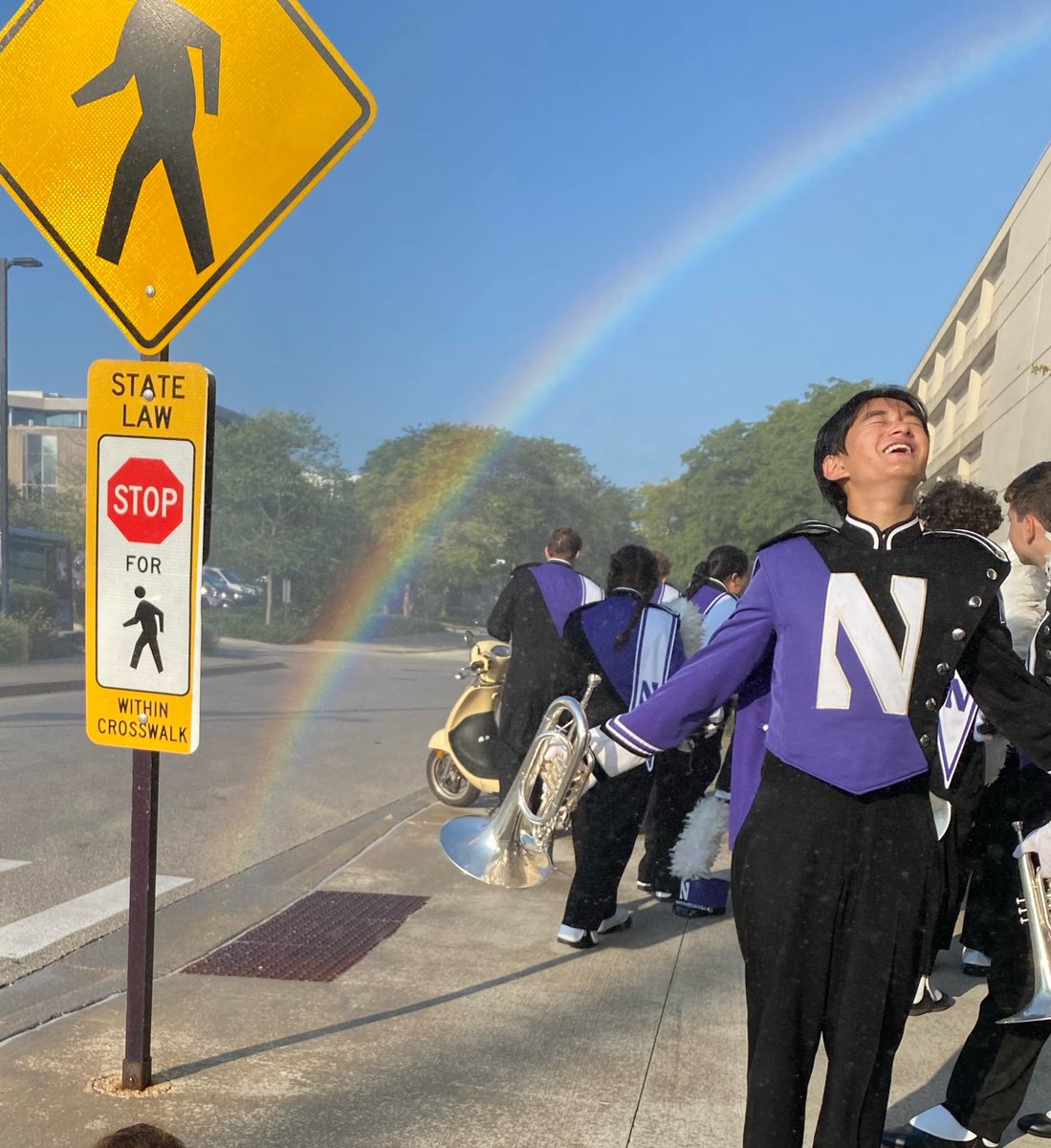 NUMarchingBand's tweet photo. mood because it’s gameday https://t.co/3v0bZuFjQu