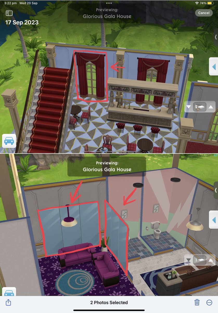 J45Z3H's tweet photo. This is an ongoing issue (close to 4 months now) where the objects in the #NotSoGlorious Gala House are unable to be located due to item category. I believe this is a quick fix too (hopefully). Items such as the stairs should be relocated to the stairs category instead of walkway https://t.co/aJvPq9QR6I