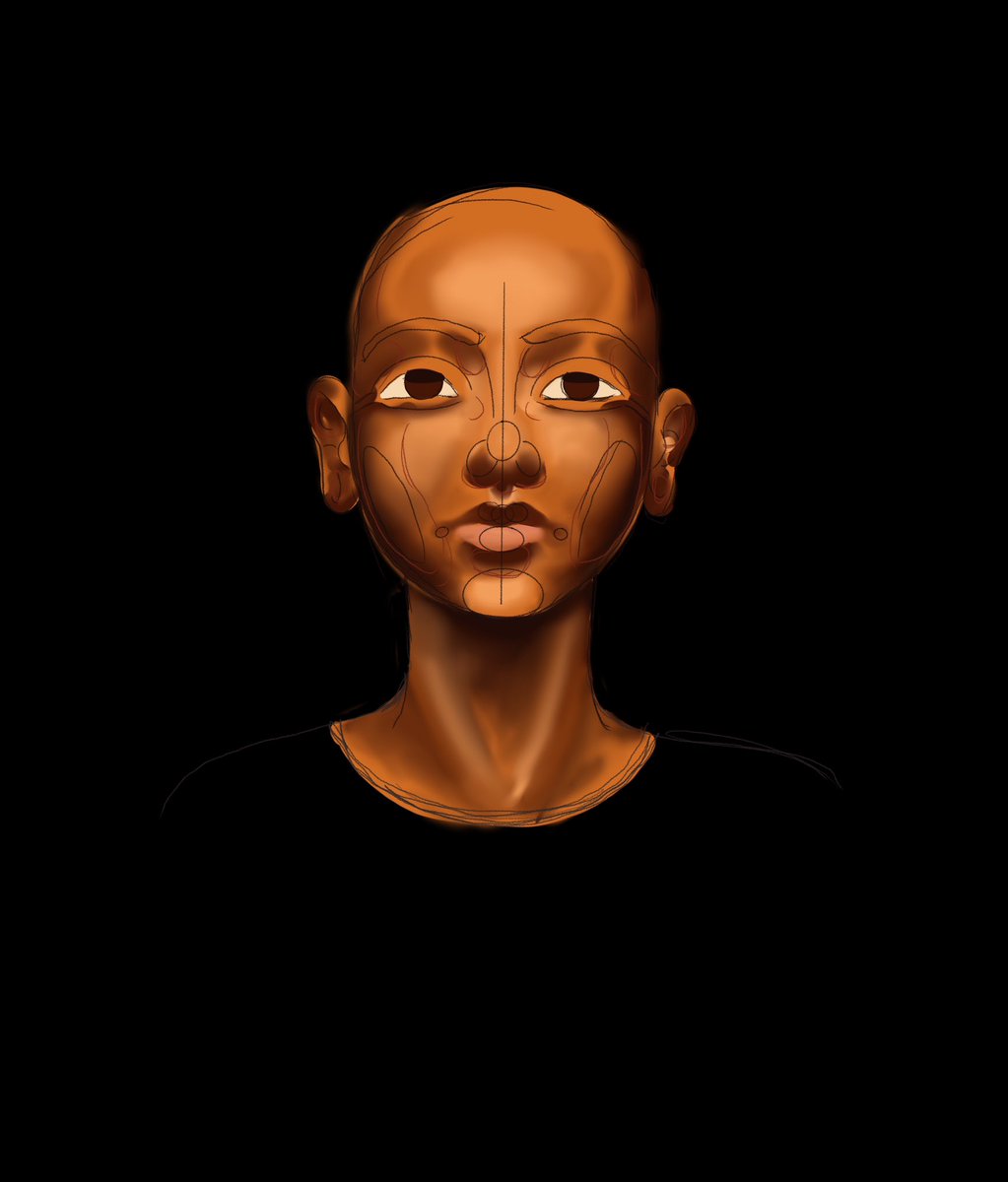 Having finished a digital painting of Tutankhamun’s funerary mask, I’m now starting on a portrait of the boy-pharaoh himself…