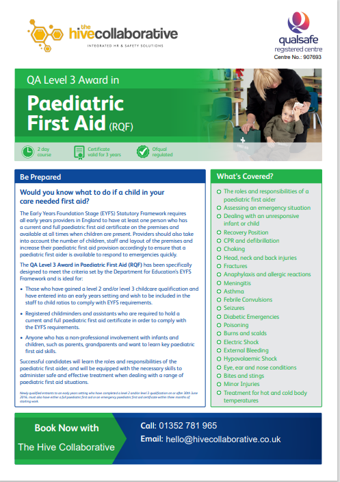 TheHiveCollabo2's tweet photo. 🚑 Paediatric First Aid – 1 day course (blended*)
*The Gold Standard Course*
- Deeside, North Wales. (or your workplace*) -

- £480+VAT for up to 6 candidates (£60 each);
- Additional candidates £50+VAT each.

https://t.co/j11Q1q97mS

#paediatricfirstaid https://t.co/7Trb3YCX8q