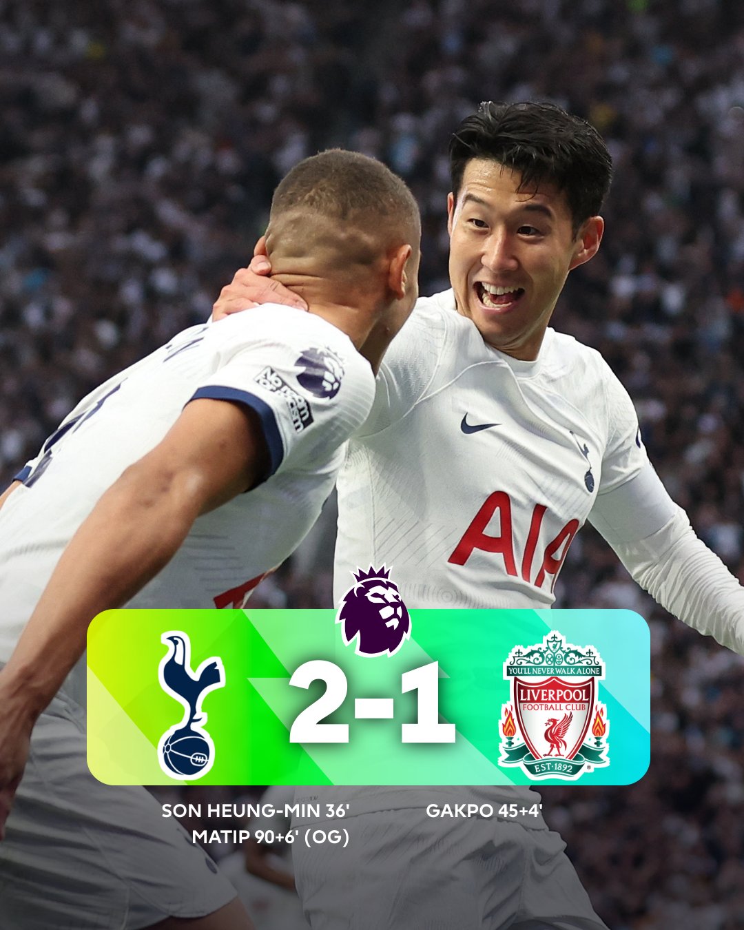 Tottenham Hotspur vs Liverpool 2-1: Premier League – as it
