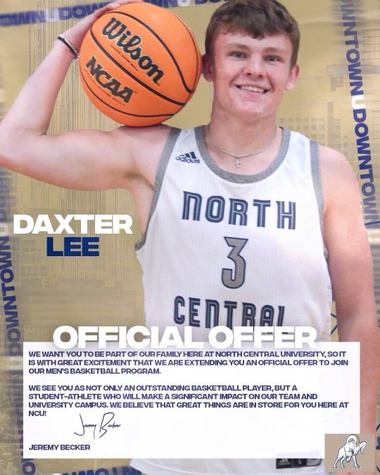 After a great visit, I am blessed to say I have received an offer from North Central University! Thank you Coach Becker and Coach Engel for the opportunity!