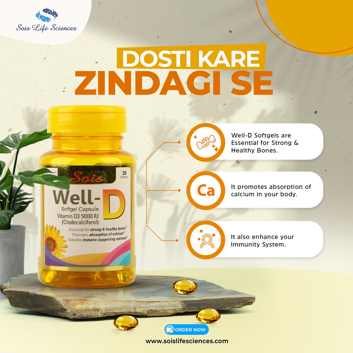 soislifescience's tweet photo. Well-D Softgel is a supplement that promotes strong and healthy bones by aiding the absorption of calcium.

#soislifesciences #welld #VitaminD3 #softgel #HealthyLiving #SciencesForBetterTomorrow #SOIS #Pakistan https://t.co/hREjPkNB36