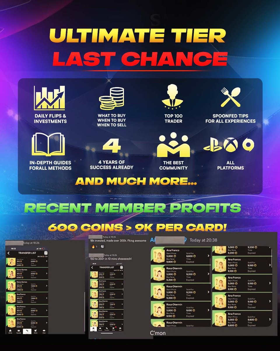 FUT_Rory's tweet photo. 🚨 Who wants a trading discord spot for FREE? 

Just like &amp; follow me ✅

1 winner in only 30 minutes ⚡️

I can’t do many more of these as we’re almost full so get involved ❤️ https://t.co/0PTS8fX5kz