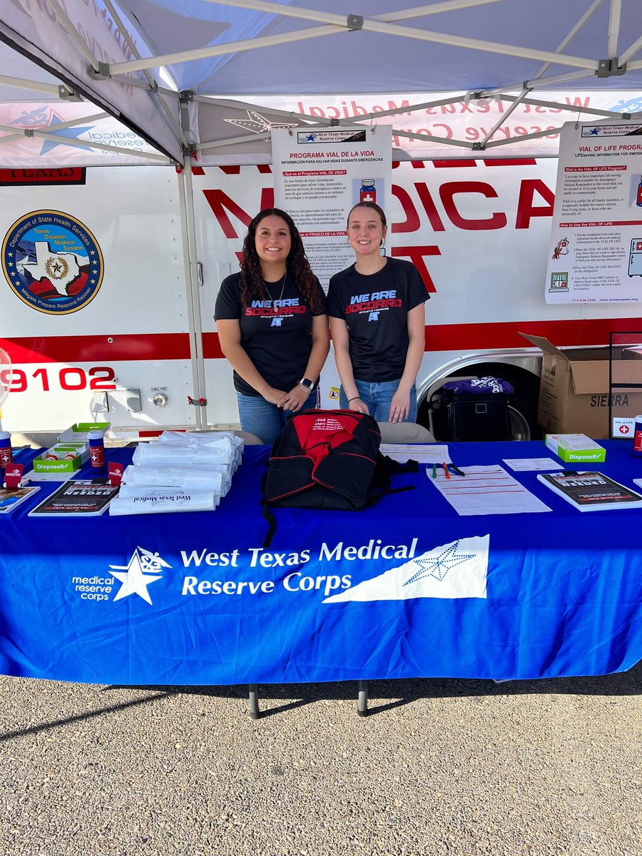 HPA- MRC team helping out at the Mccombs Community Health Fair. They’re starting off their fall break by assisting the West Texas Medical Reserve Corps distribute the Vials of Life along with disaster backpacks. #bulldognation #medicalassistants