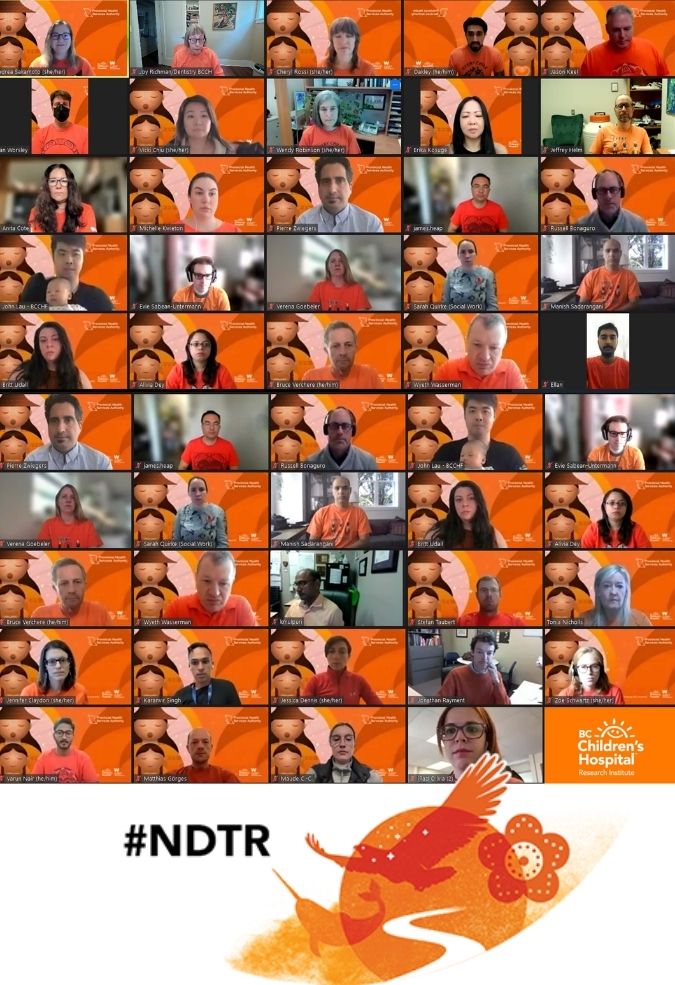 For the National Day for Truth and Reconciliation, BCCHR staff and members of our research community wore orange in honour of the thousands of Survivors of residential schools, their families and communities - and those who never came home. bcchr.info/3tdmMvI #NDTR2023