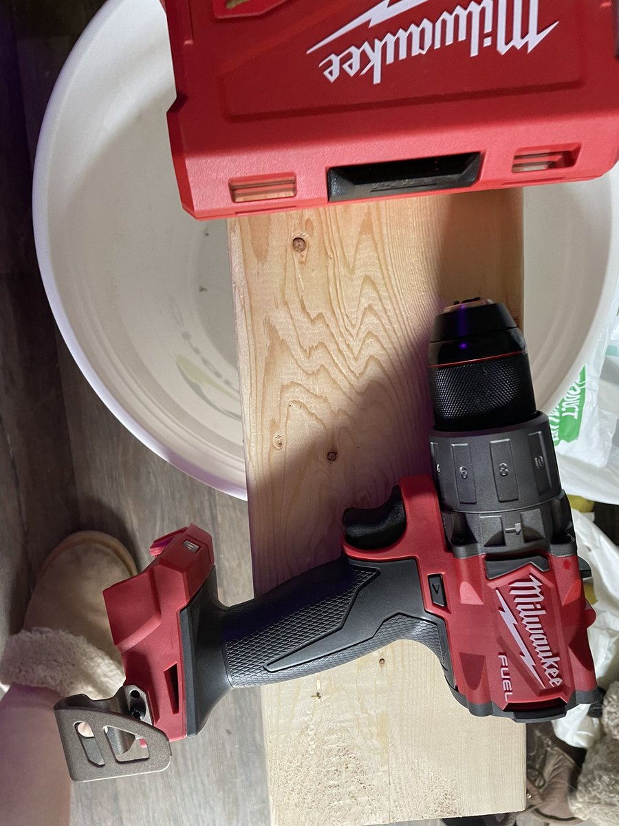 firefighter89's tweet photo. I have my drill. I have my drill bits. I have a charger, but none of the men in my house can put my tools completely back & that includes the batteries. Yes, these @MilwaukeeTool are mine. Now to figure out where they put stuff! #PutStuffBack https://t.co/WcRoC4OpDb