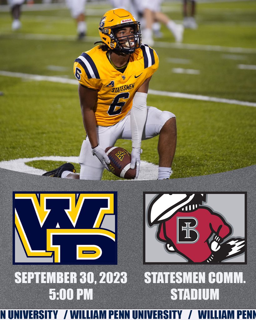🏈 Benedictine 
📍Statesmen Community Stadium
⏰ 5:00 PM
📊 statesmenathletics.com/sports/fball/2…
📺 statesmenathletics.com/statesmen-spor…